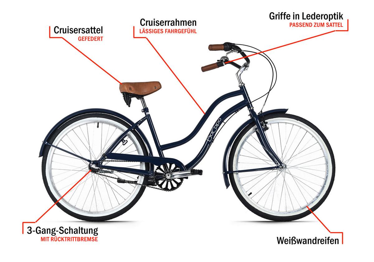 Beachcruiser Damen 26 Zoll - Blau, LIFESTYLE, Metall (25/140/60cm)