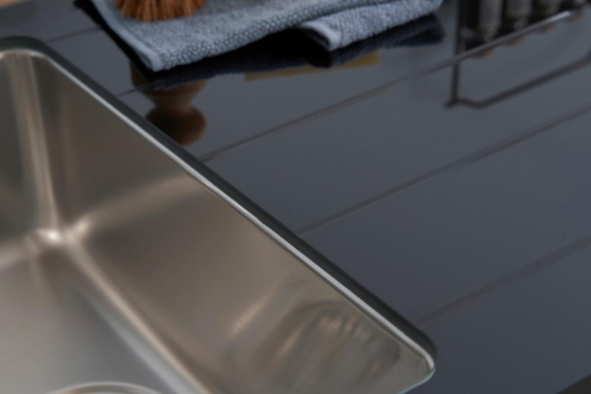 Spüle Respekta Glasspüle 100 X 50 cm - Schwarz, Trend, Glas/Metall (100/21/50cm) - Respekta