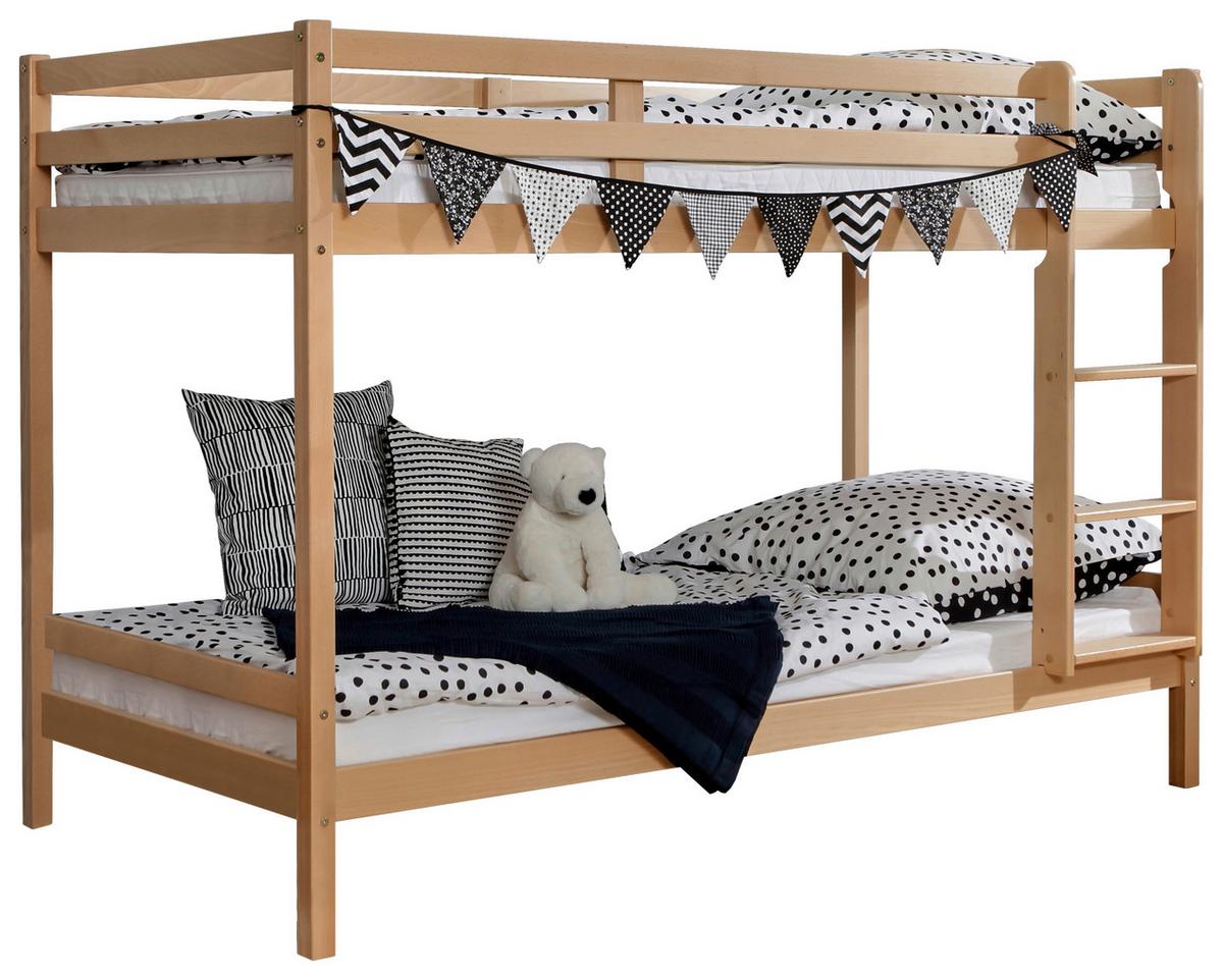 Etagenbett Rene Buche Massiv Mit Leiter - Buchefarben/Naturfarben, MODERN, Holz (90/200cm) - MID.YOU