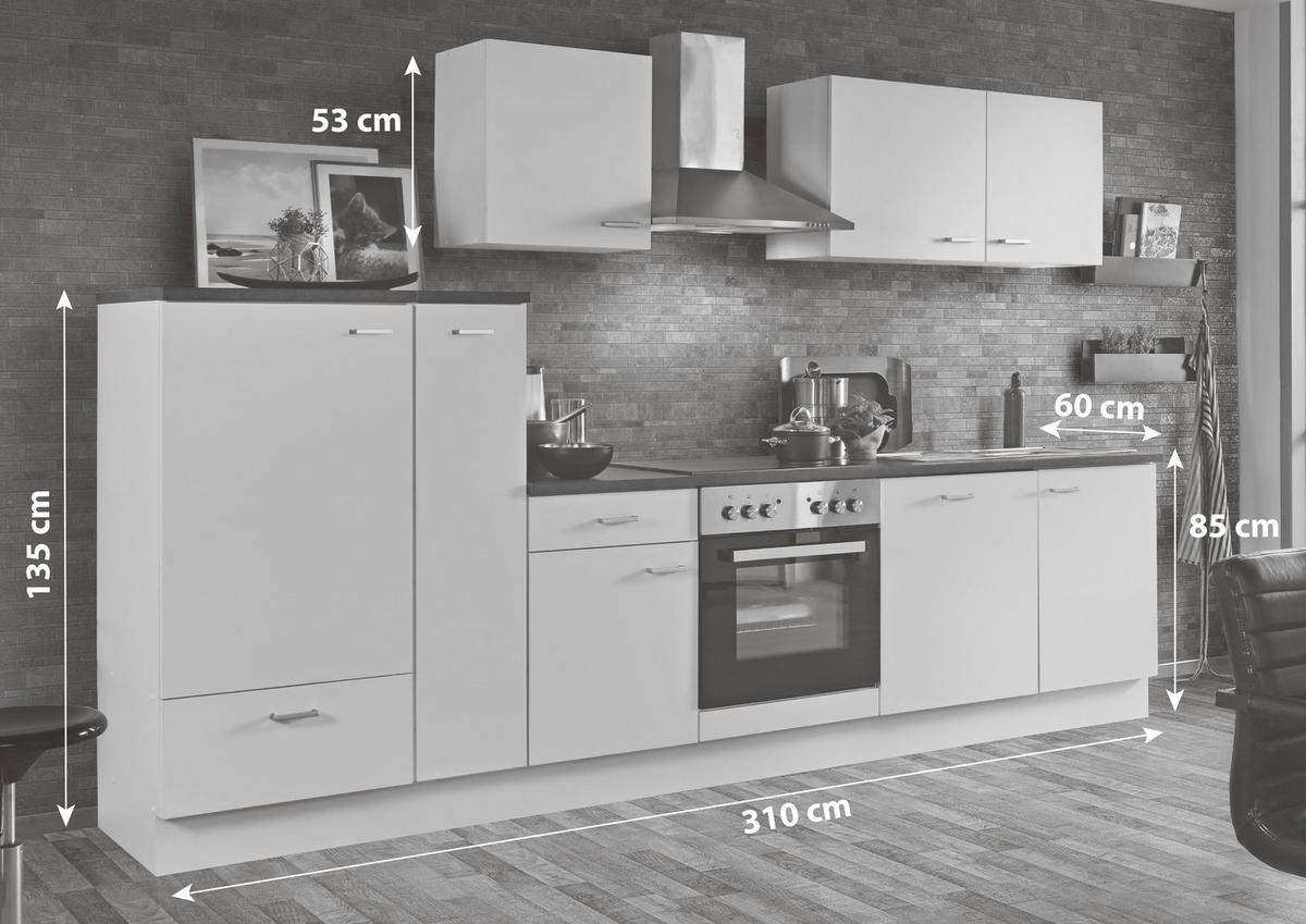 Küchenblock White-Classic - Graphitfarben/Weiß, KONVENTIONELL, Holzwerkstoff (310cm) - Menke