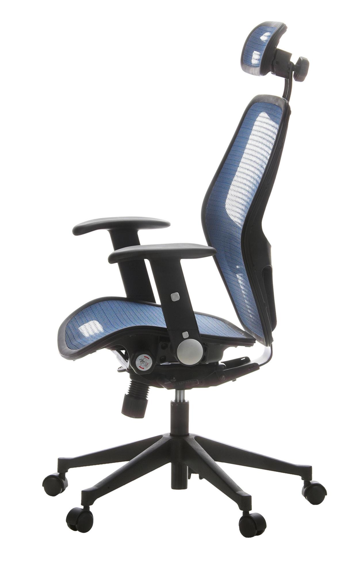 Drehstuhl  Air-Port Mit Armlehnen Blau/Schwarz - Blau/Schwarz, Basics, Kunststoff/Textil (59/117/48cm) - MID.YOU