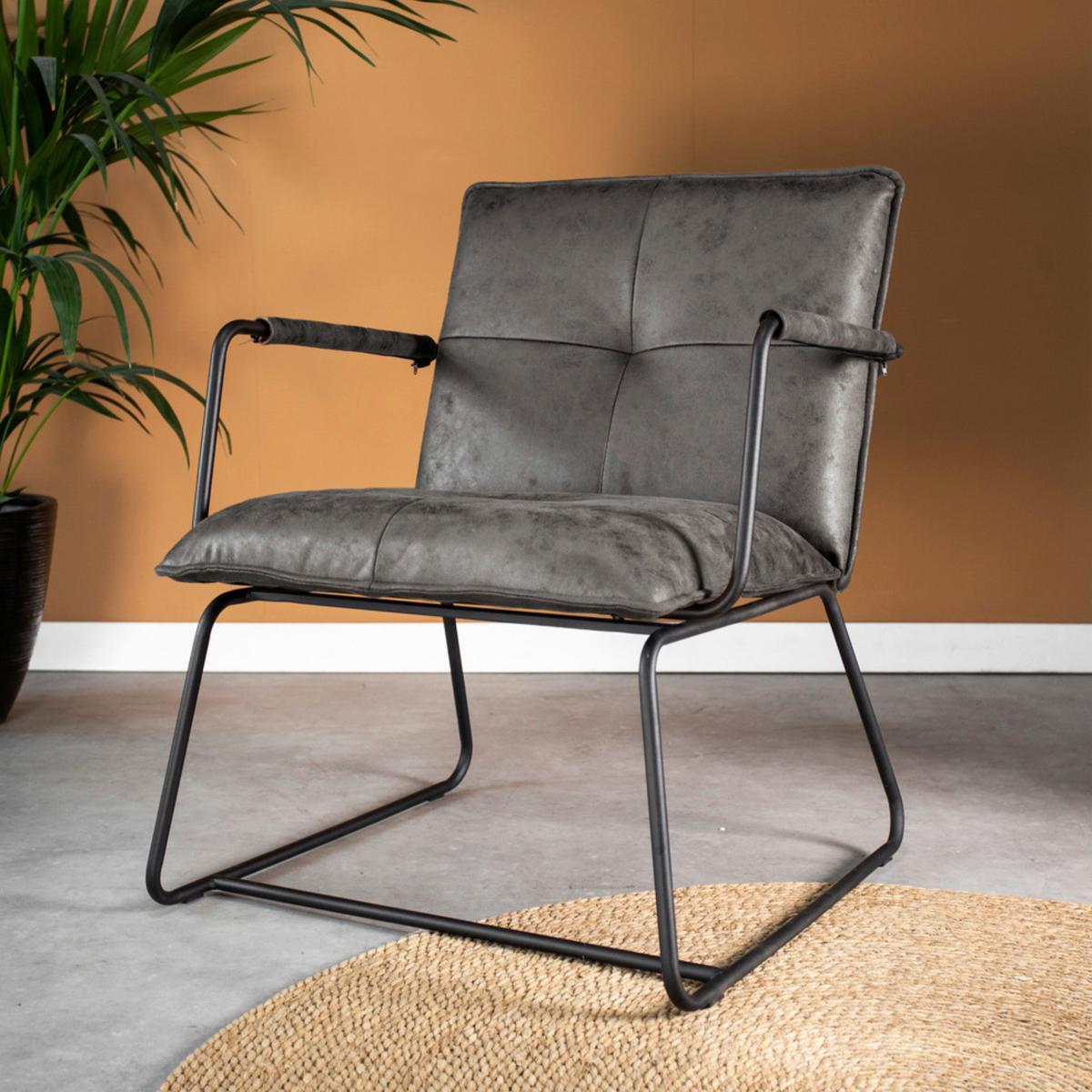 Sessel Bilbao - Anthrazit/Schwarz, MODERN, Textil/Metall (65/80/68cm) - MID.YOU