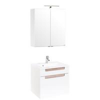 Badmöbel-set 3-tlg. Inkl. Led Siena B: 60cm, Weiß + Eiche - Weiß/Sonoma Eiche, MODERN, Holzwerkstoff/Stein (60cm) - Held