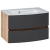 Waschbecken Mit Unterschrank Kopenhagen B: 80 Cm Weiß - Eichefarben/Anthrazit, KONVENTIONELL, Glas/Holzwerkstoff (80cm) - Held