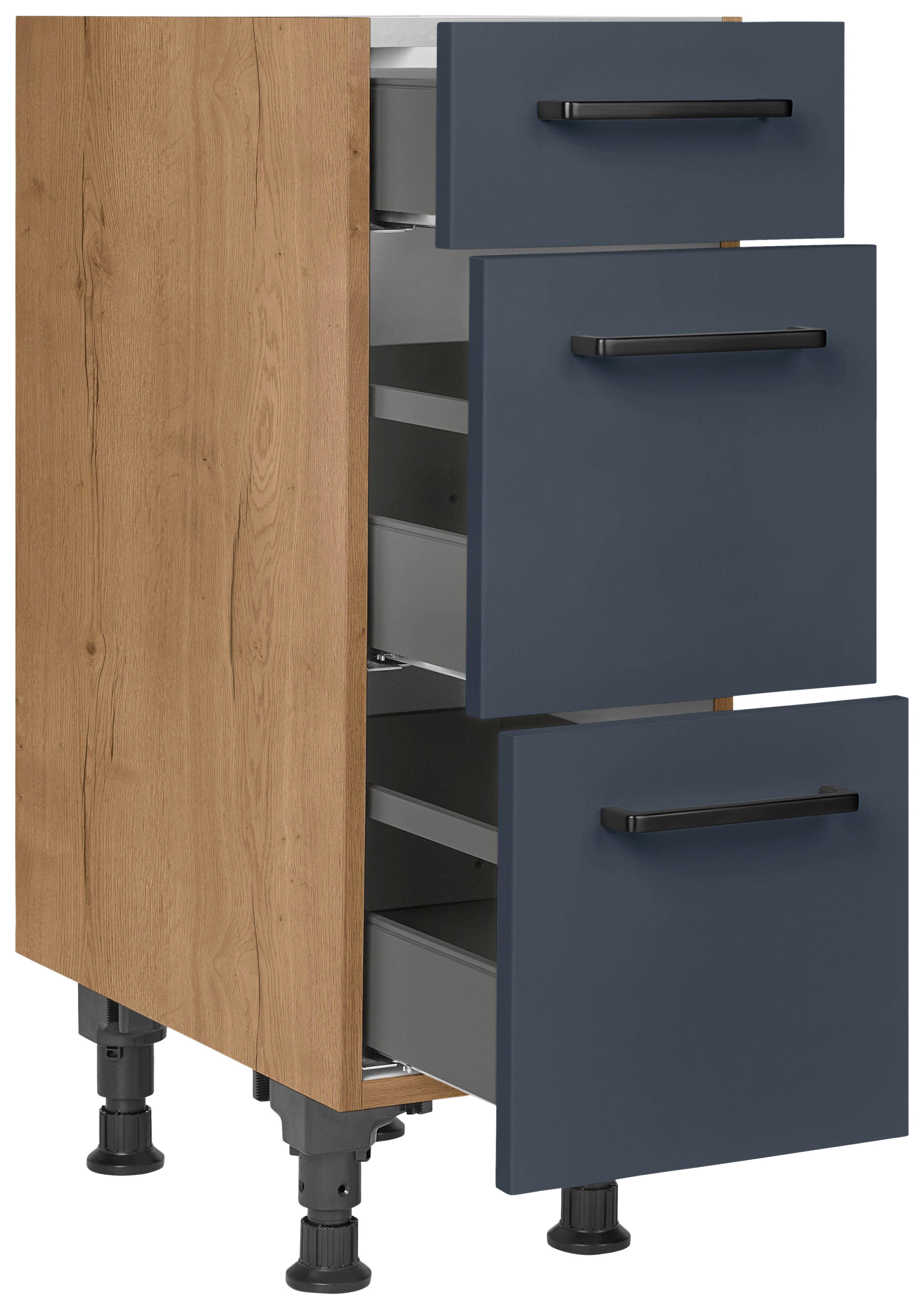 Schubkastenunterschrank Easytouch - Blau/Eichefarben, MODERN, Holzwerkstoff (30/87/56cm) - Nobilia
