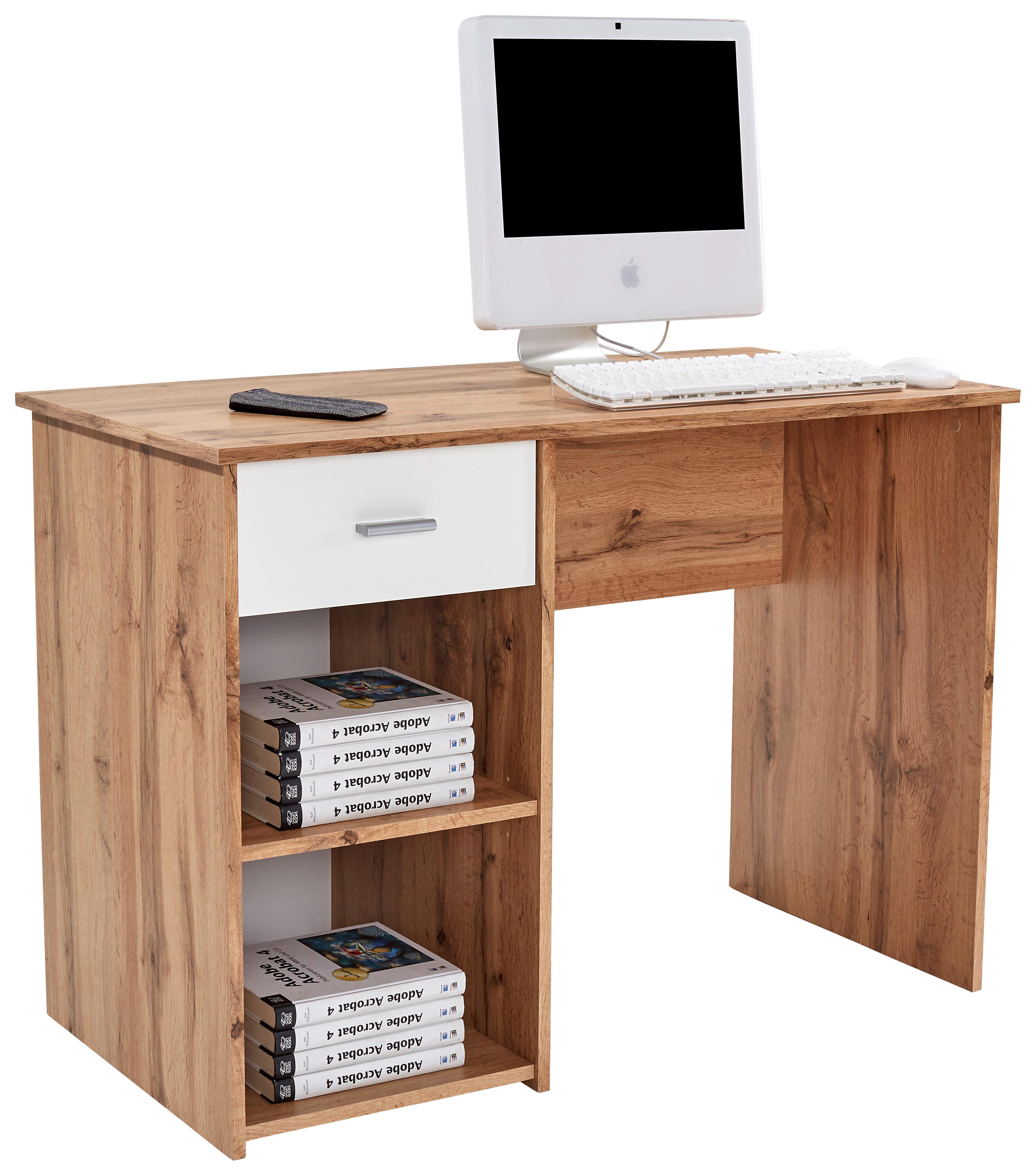 Schreibtisch mit Stauraum B 110 cm H 75cm Kubek 2, Eiche Dekor - Eichefarben/Weiß, MODERN, Holzwerkstoff (110/75/50cm)