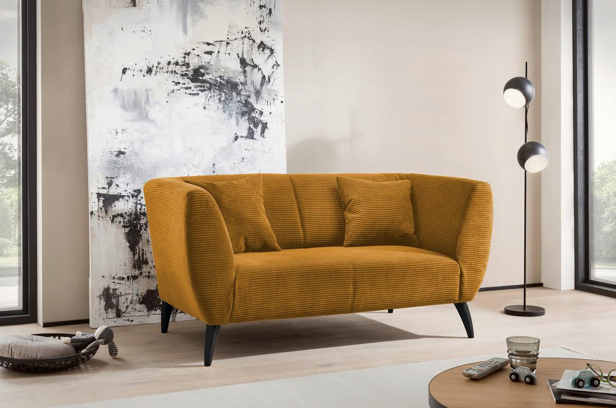 2-Sitzer-Sofa Colori Goldfarben, Rücken Echt - Goldfarben/Schwarz, MODERN, Textil (172/83/88cm) - MID.YOU