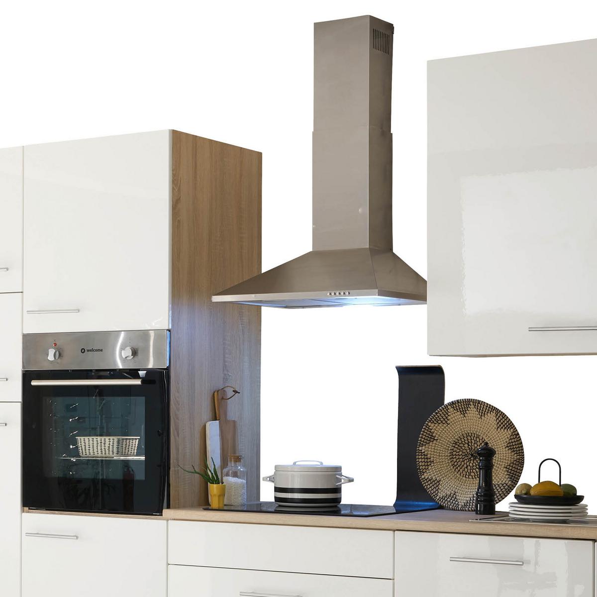 Küchenzeile Laurel mit Geräten 310 cm Weiß/Eiche Dekor - Weiß/Sonoma Eiche, MODERN, Holzwerkstoff (310cm) - MID.YOU