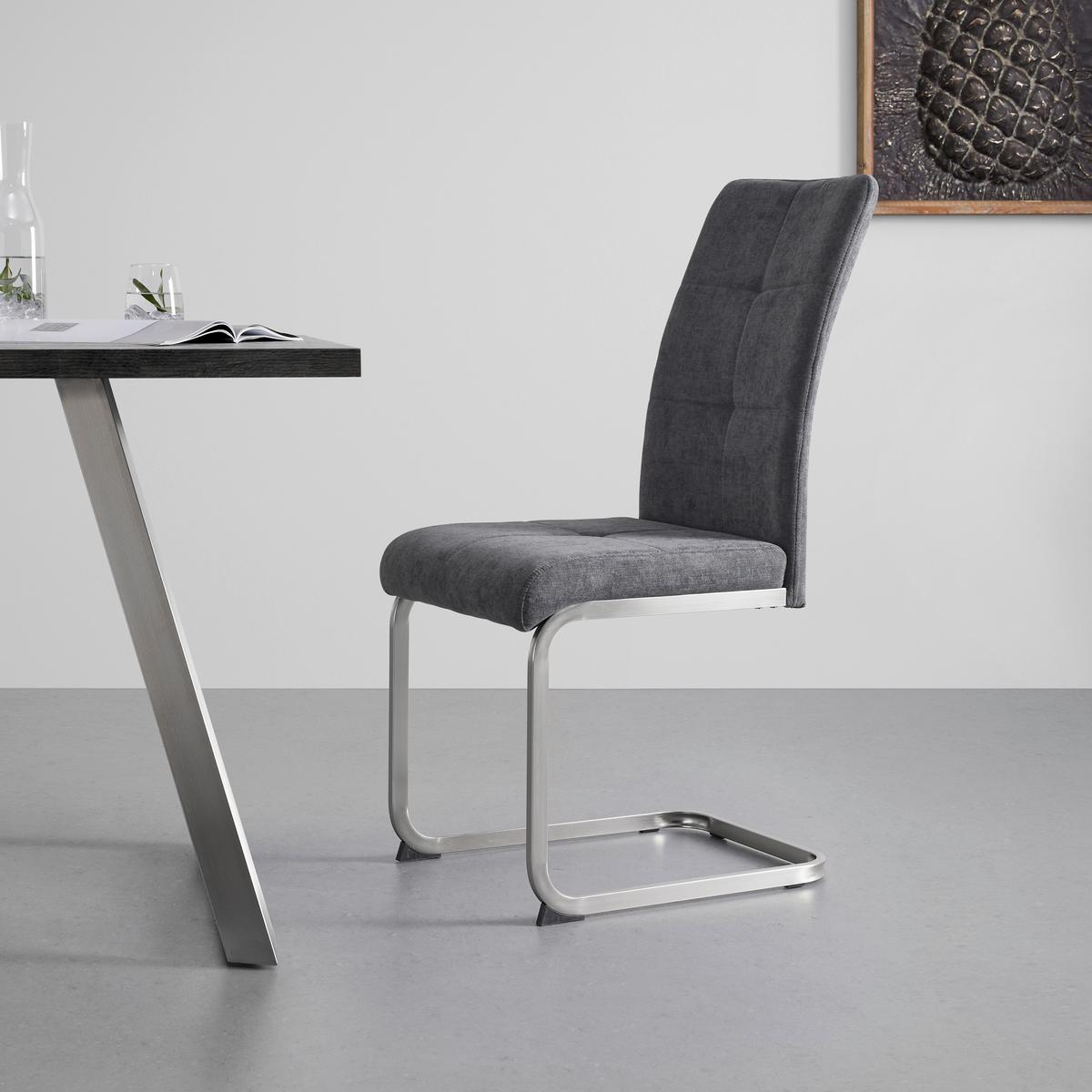 Židle Lucie - šedá/barvy chromu, Moderní, kov/dřevo (42,5/98/45cm) - Modern Living