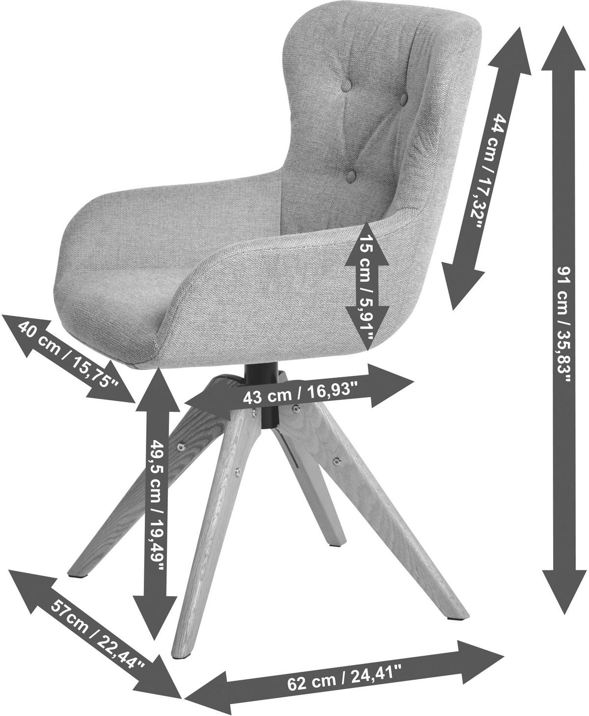 Stuhl Club Hellgrau/eichefarben B: 57 Cm - Eichefarben/Hellgrau, MODERN, Holz/Kunststoff (57/62/91cm) - Livetastic