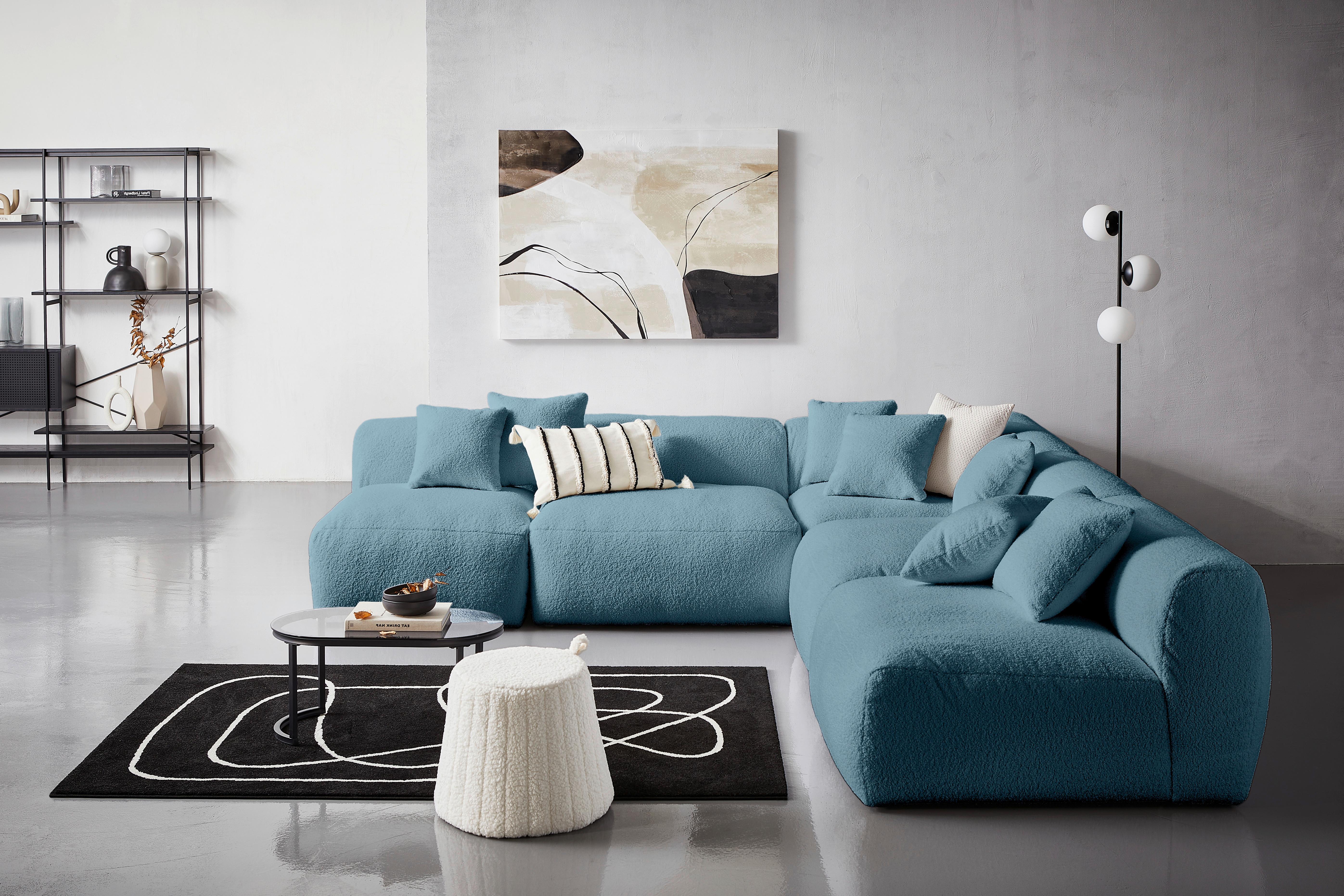Ecksofa Bloom Blau - Blau, Trend, Textil (300/315cm) - Livetastic