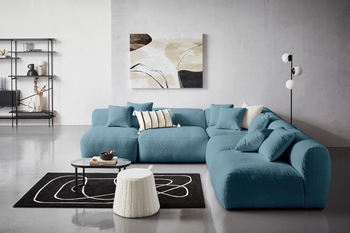 Ecksofa Bloom Blau - Blau, Trend, Textil (300/315cm) - Livetastic