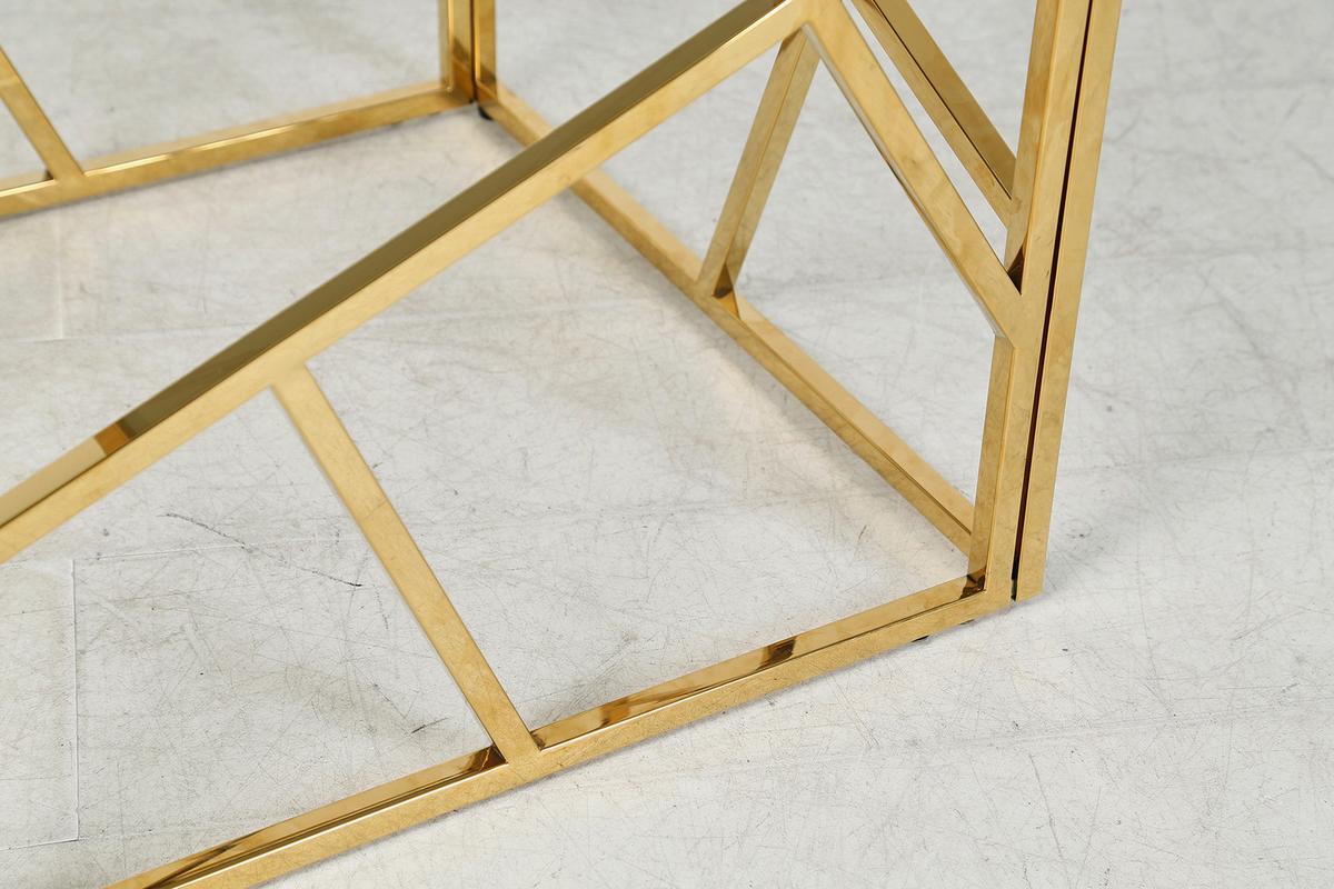 Beistelltisch Grau, Goldfarben L: 55 Cm - Goldfarben/Grau, Design, Glas/Metall (55/55/55cm) - Livetastic
