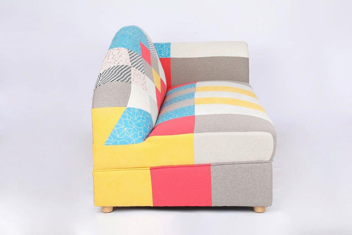 3-Sitzer Loretta ca.193x83x85 cm, Armlehne rechts - Hellbraun/Multicolor, Basics, Holz/Textil (193/83/85cm)