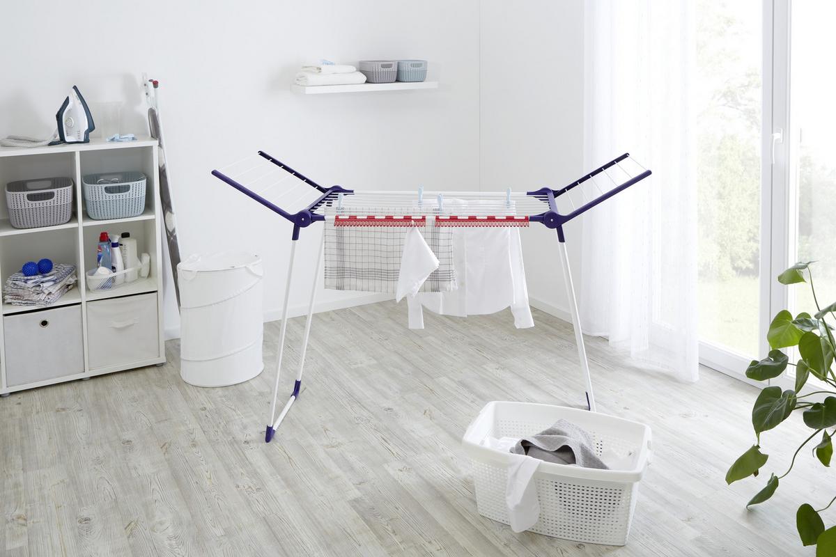 Wäscheständer Pegasus 150 Lxbxh: 157x55x87 Cm, Klappbar - Blau/Weiß, Basics, Kunststoff/Metall (157/55/87cm) - Leifheit