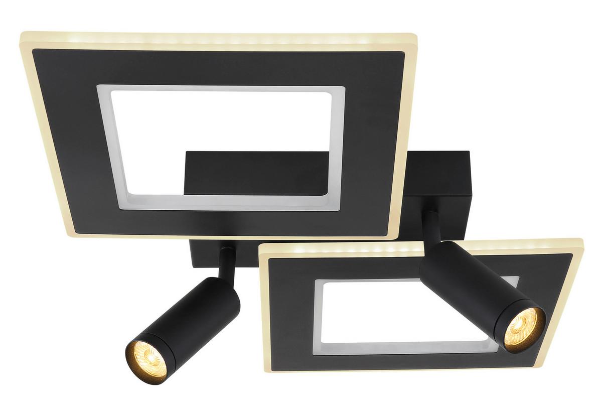 Led-deckenleuchte L: 54 Cm, 1-Flammig - Opal/Schwarz, Design, Kunststoff/Metall (54/41/11,5cm) - Globo