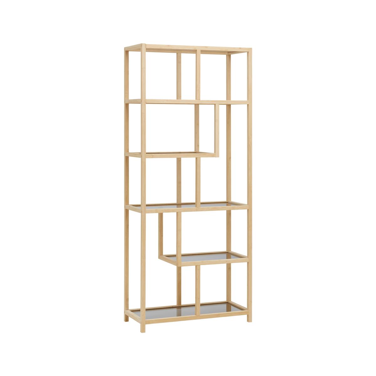 REGÁL BOSTON - prírodná farba, Modern, prírodné materiály/sklo (77/180/34cm) - Mömax
