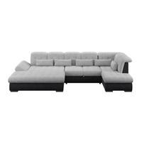 Wohnlandschaft Madera Silberfarben, S: 358x212 cm - Anthrazit/Silberfarben, KONVENTIONELL, Kunststoff/Textil (190/358/212cm)