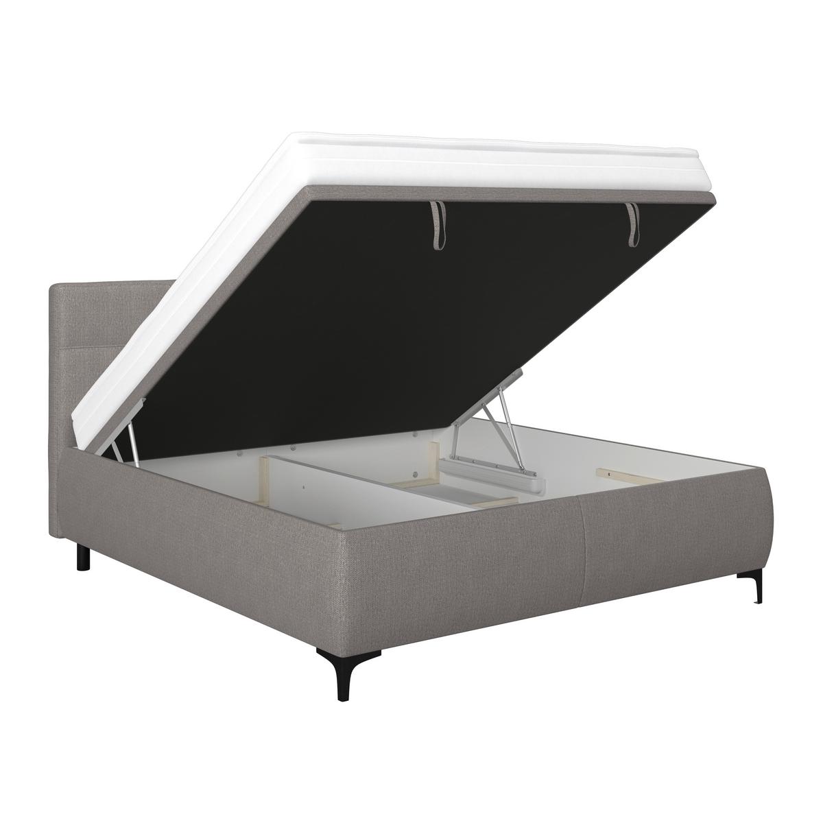 Polsterbett Zeni 180 - Graubraun/Schwarz, KONVENTIONELL, Holz/Holzwerkstoff (180/200cm)