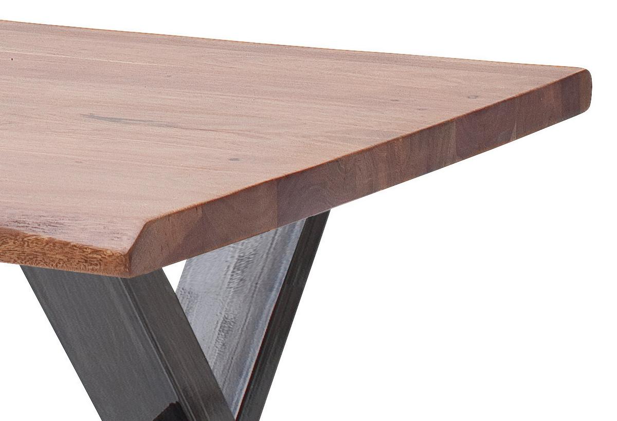 Couchtisch Holz Mit Massiver Tischplatte Cartagena, Akazie - Walnussfarben/Nickelfarben, MODERN, Holz/Metall (75/45/75cm)