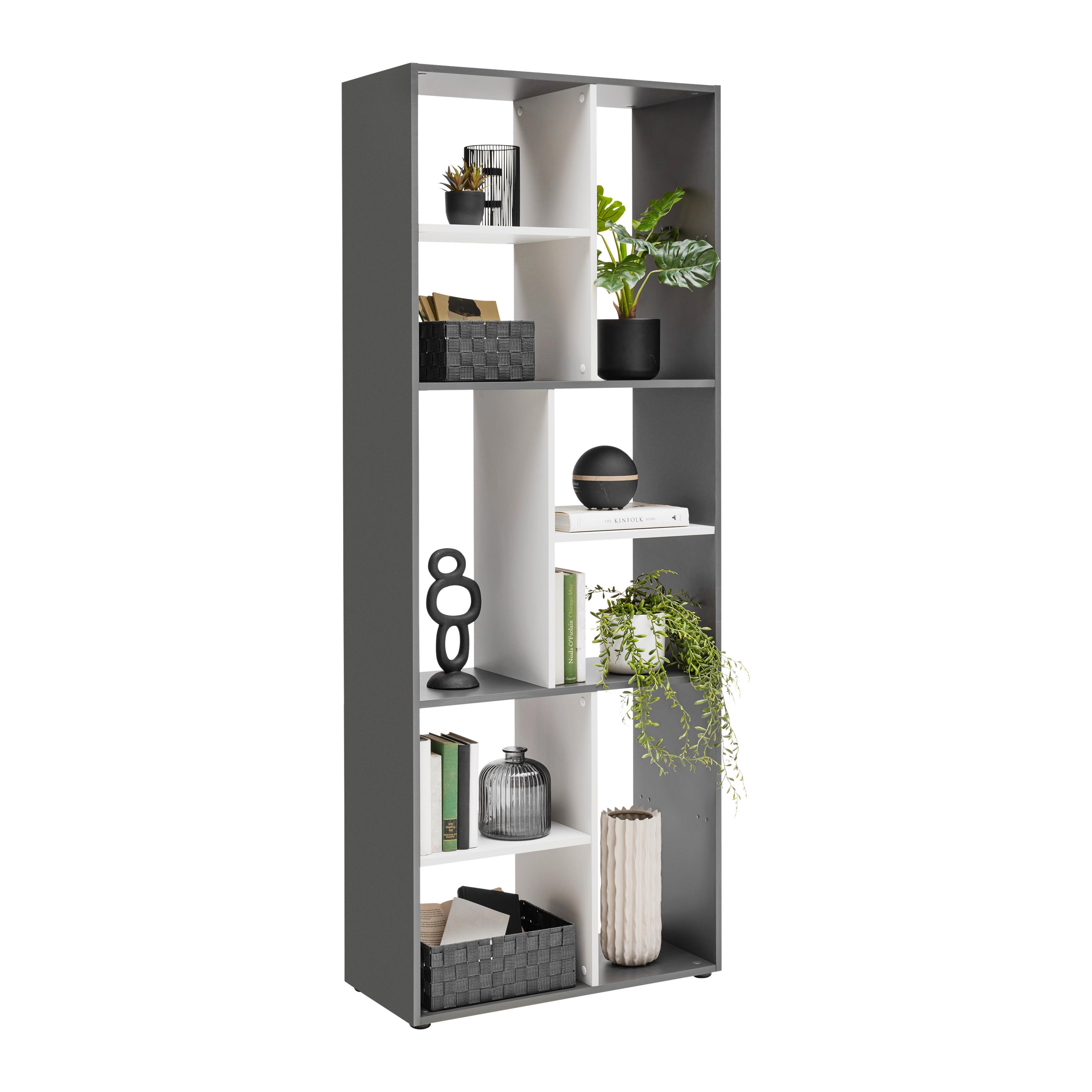 Regal Ibiza antracit/biela - čierna/kašmírová, Konventionell, kompozitné drevo (71/186/33cm) - Mömax