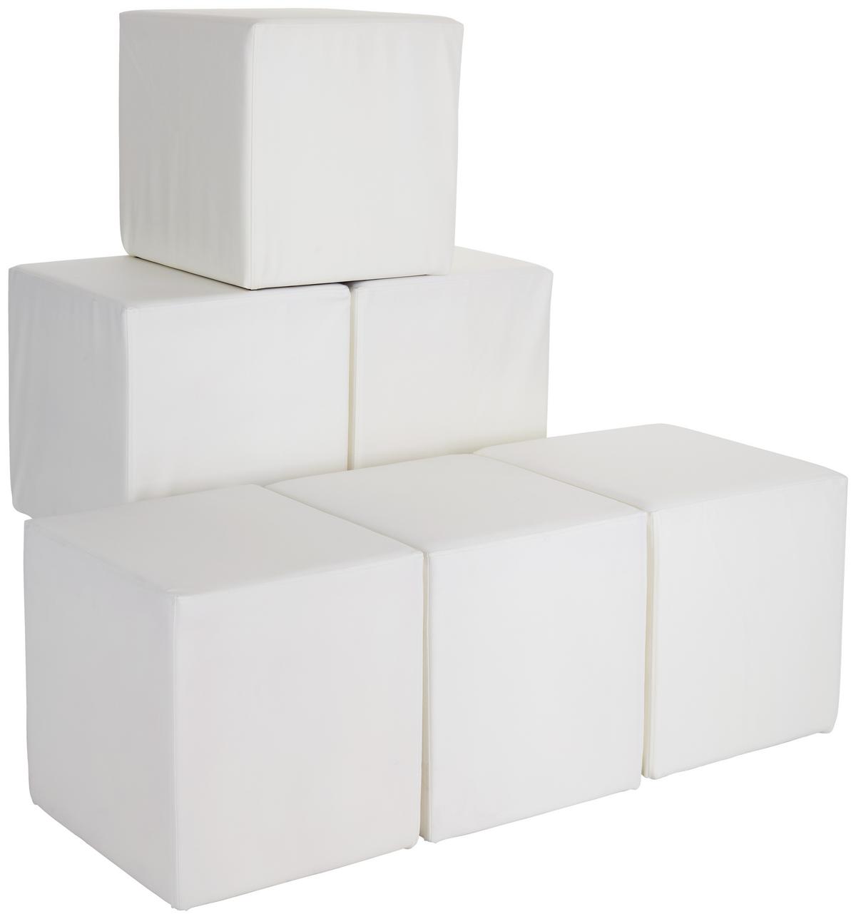 Hocker Betty Lederlook Weiß H: 45 cm Würfelförmig - Weiß, Basics, Textil (45/45/45cm) - Ondega