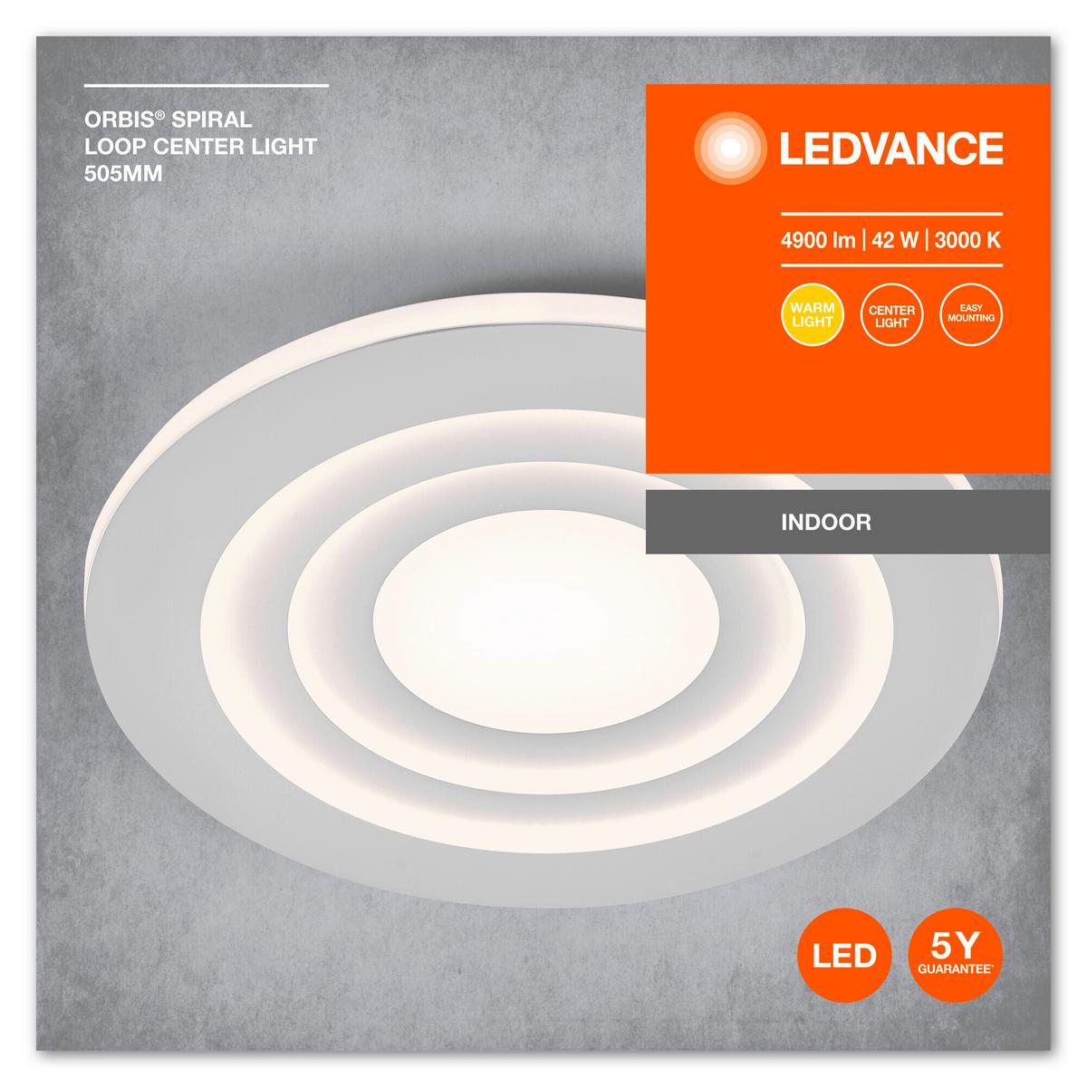 LED-Deckenleuchte, 42w Orbis Spiral Main And Side Lig - Weiß, Basics, Metall (50,5/6cm) - Ledvance