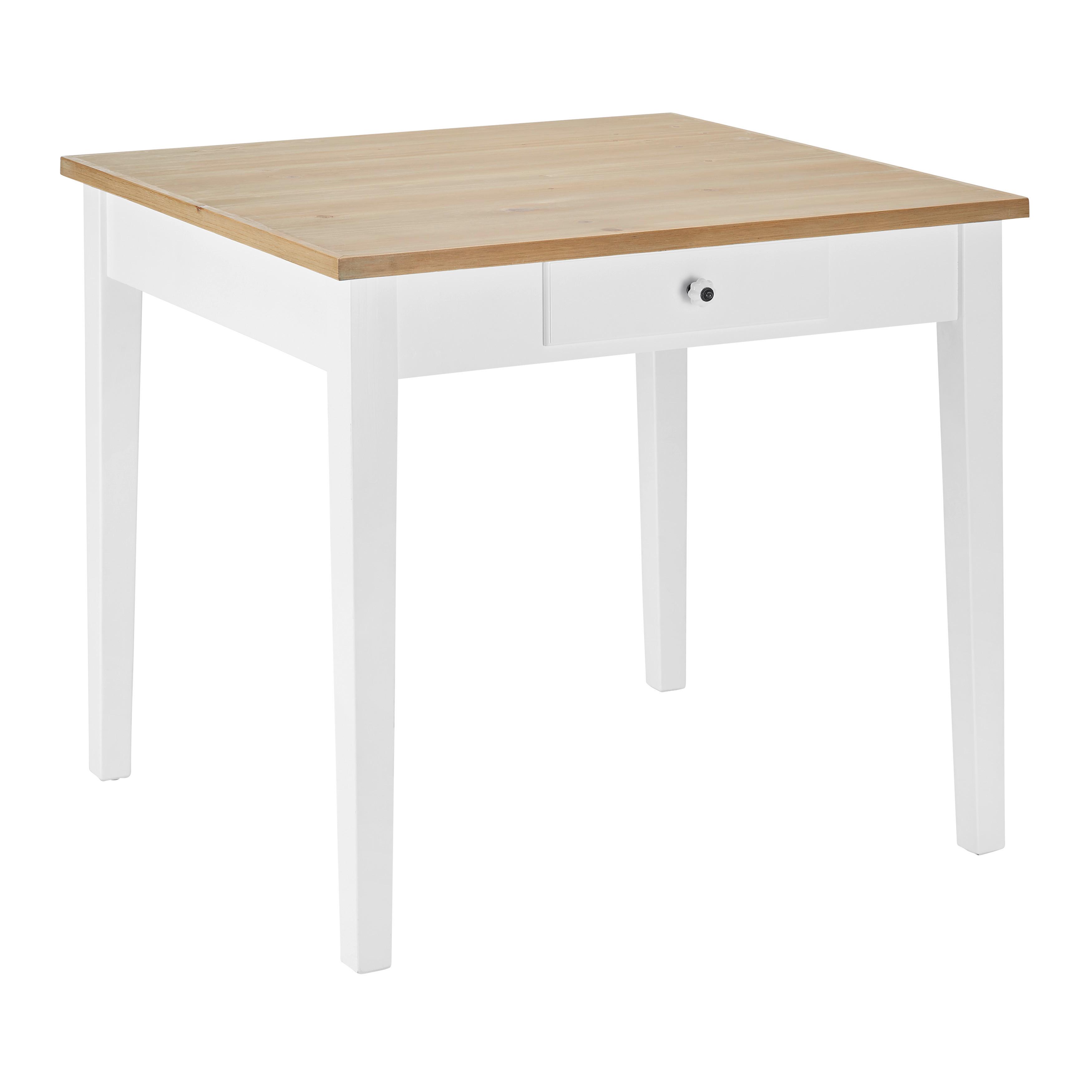 Jedálenský stôl CAMDEN 80x80cm - biela/farba borovice, Design, drevo (80/86/79cm) - Bessagi Home