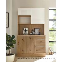 Miniküche ohne Geräte 120 cm Eiche Dekor/Weiß - Weiß Hochglanz/Eiche Artisan, LIFESTYLE, Holzwerkstoff (120cm) - Respekta