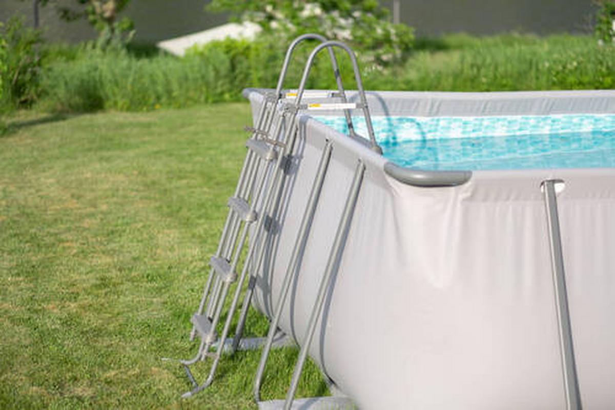 Aufstellpool Rechteckig D: 274 Cm - Anthrazit, KONVENTIONELL, Kunststoff/Metall (274/132/549cm)