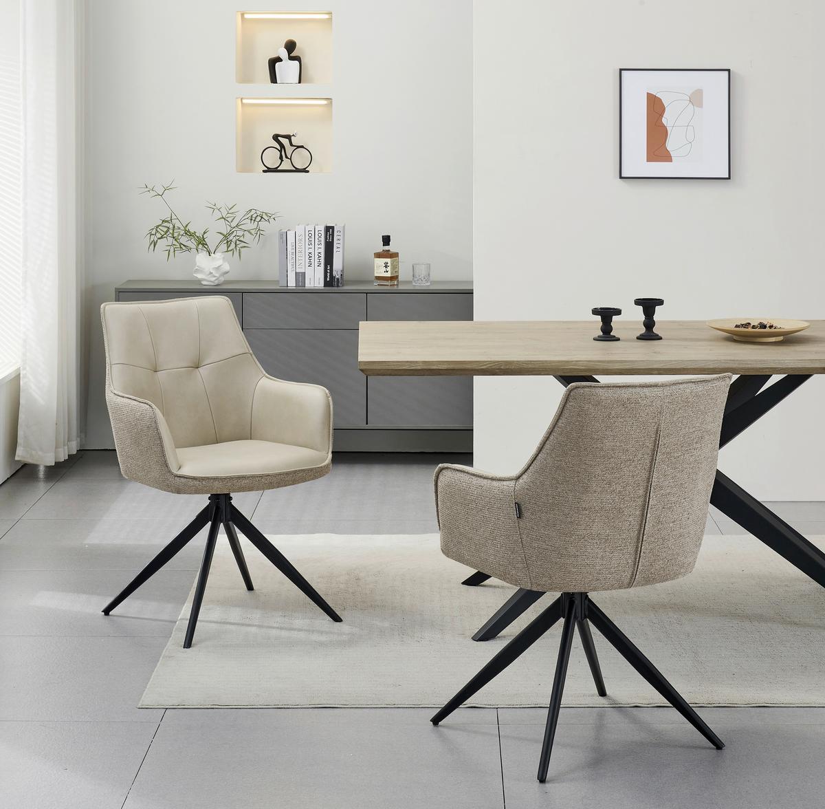 Armlehnstuhl Ion Schwarz/Taupe B: 58 cm - Taupe/Schwarz, MODERN, Holz/Textil (58/87/61,5cm) - Livetastic