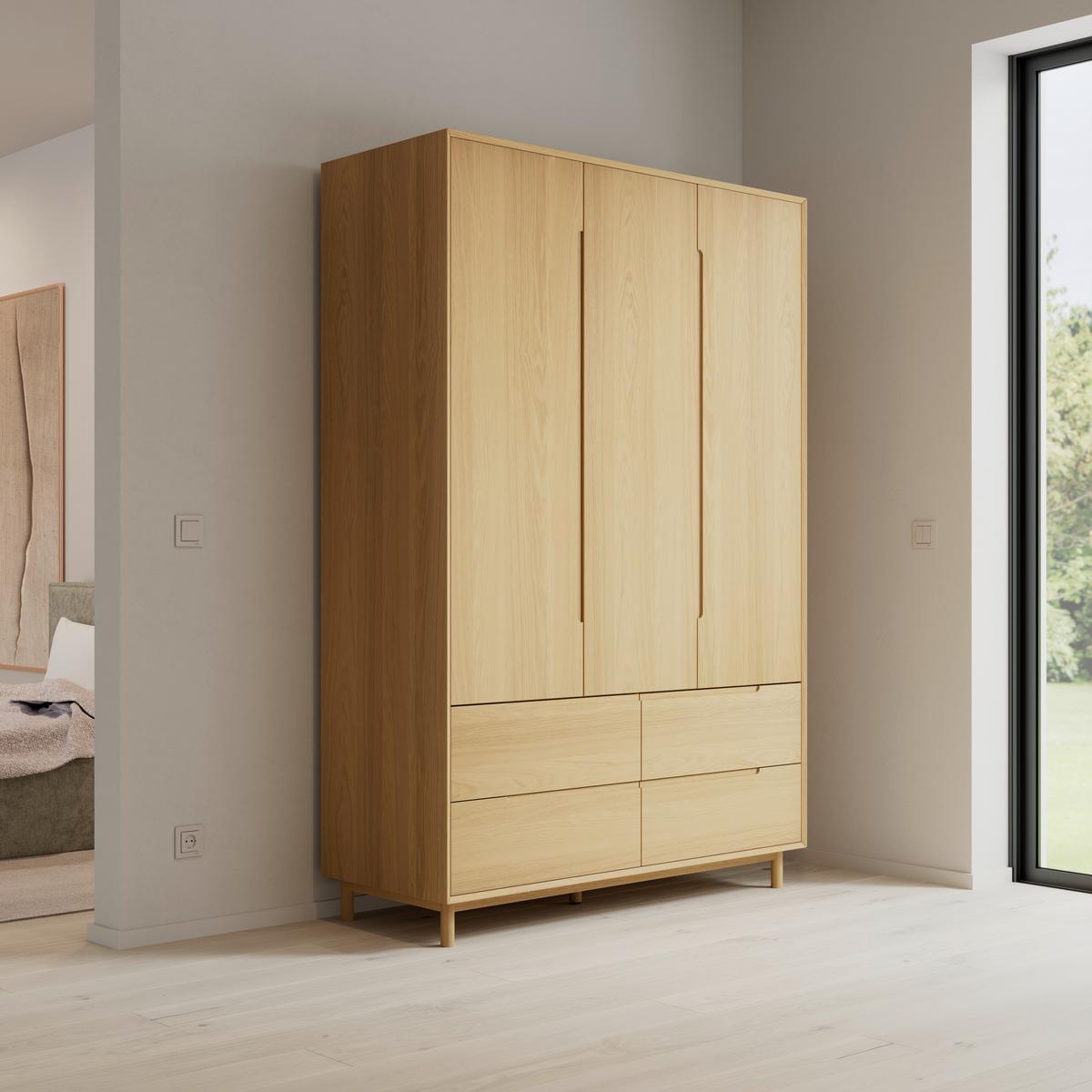 Šatní skříň MARLO š. cca 148 cm, dekor dub - barvy dubu, Moderní, dřevo/kompozitní dřevo (148/223/60cm) - Bessagi Home