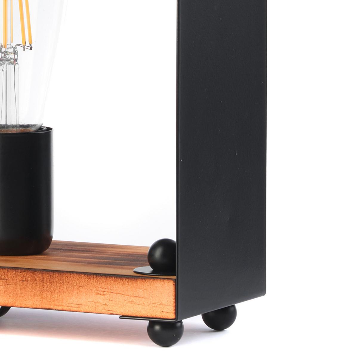 Tischleuchte 5046/l - Schwarz/Braun, Natur, Holz/Metall (13/10/15cm)