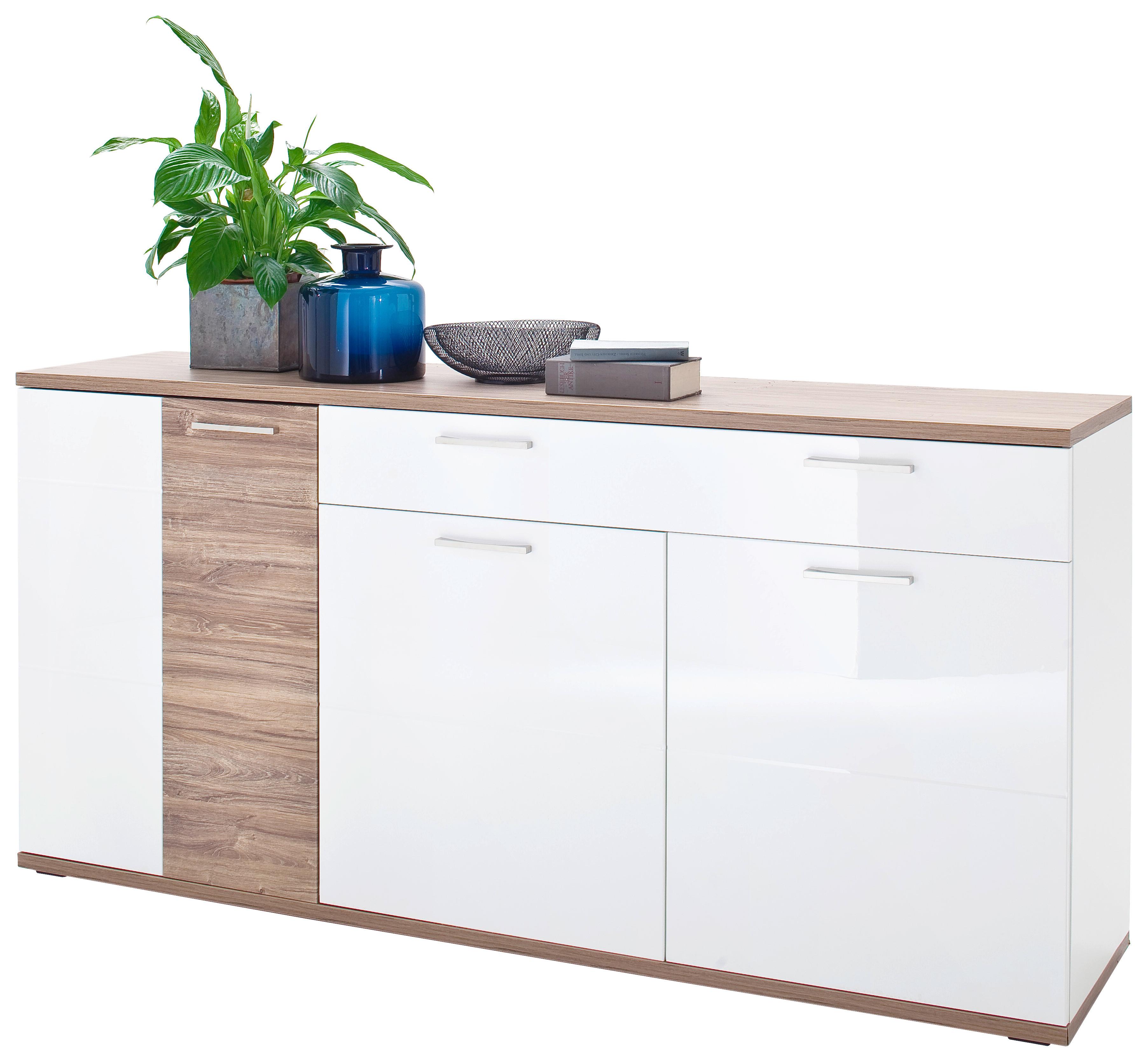 Sideboard 180 cm Luzern Weiß/Eichefarben - Eichefarben/Weiß, Design, Holzwerkstoff (180/86/43cm) - Livetastic
