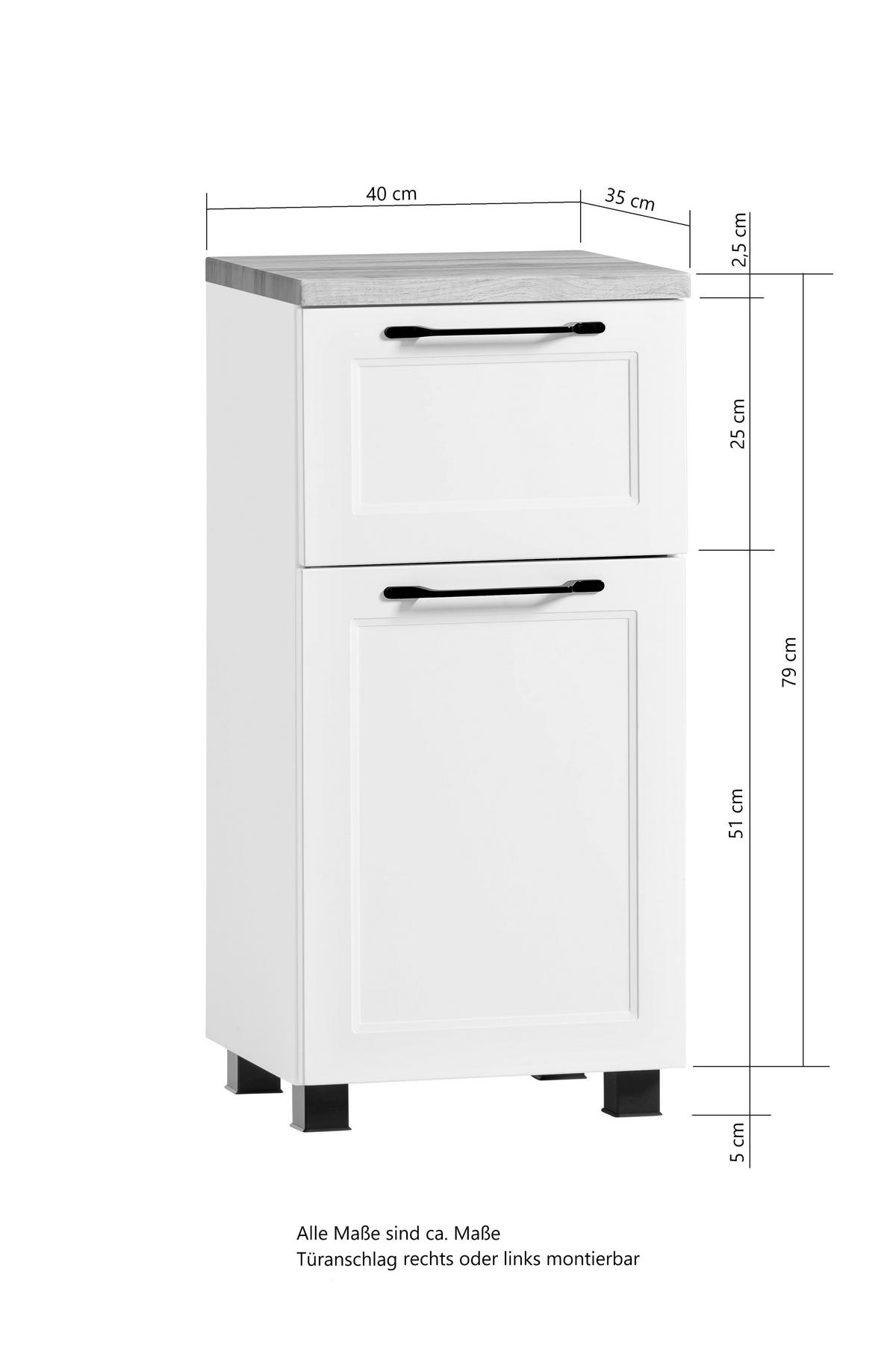 SPODNÁ SKRINKA ELMAU -EXKLUSIV- - čierna/biela, Romantik / Landhaus, kov/kompozitné drevo (40/79cm)