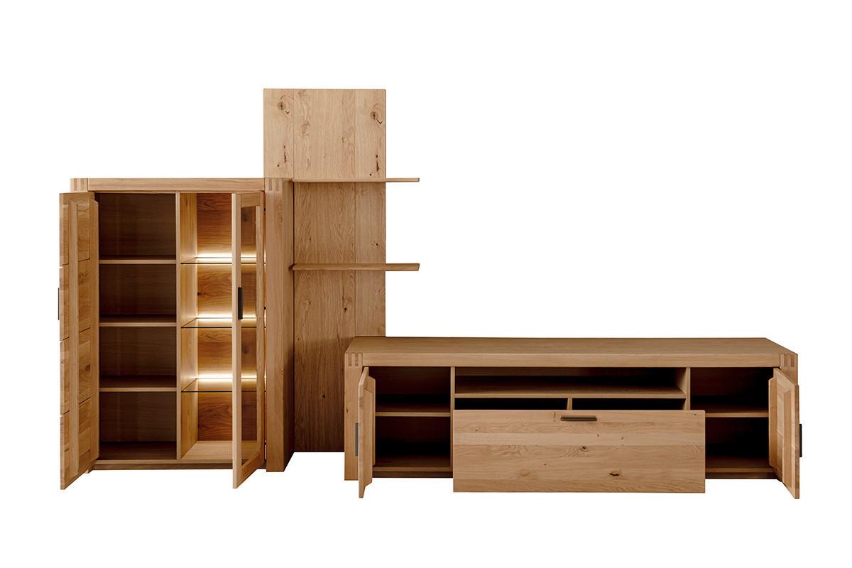 Wohnwand Prag - Eichefarben, Design, Glas/Holz (332/184/50cm)