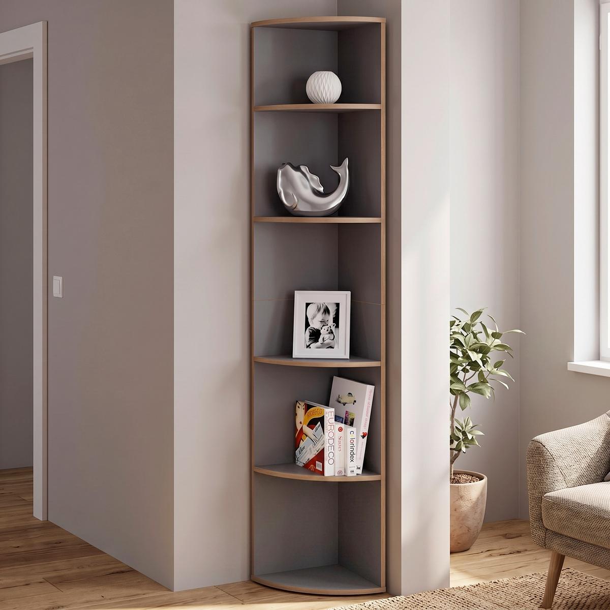 Eckregal Salia Anthazit/Honigeiche B: 33 cm - Honigeiche/Anthrazit, Design, Holzwerkstoff (33/183/33cm) - Livetastic