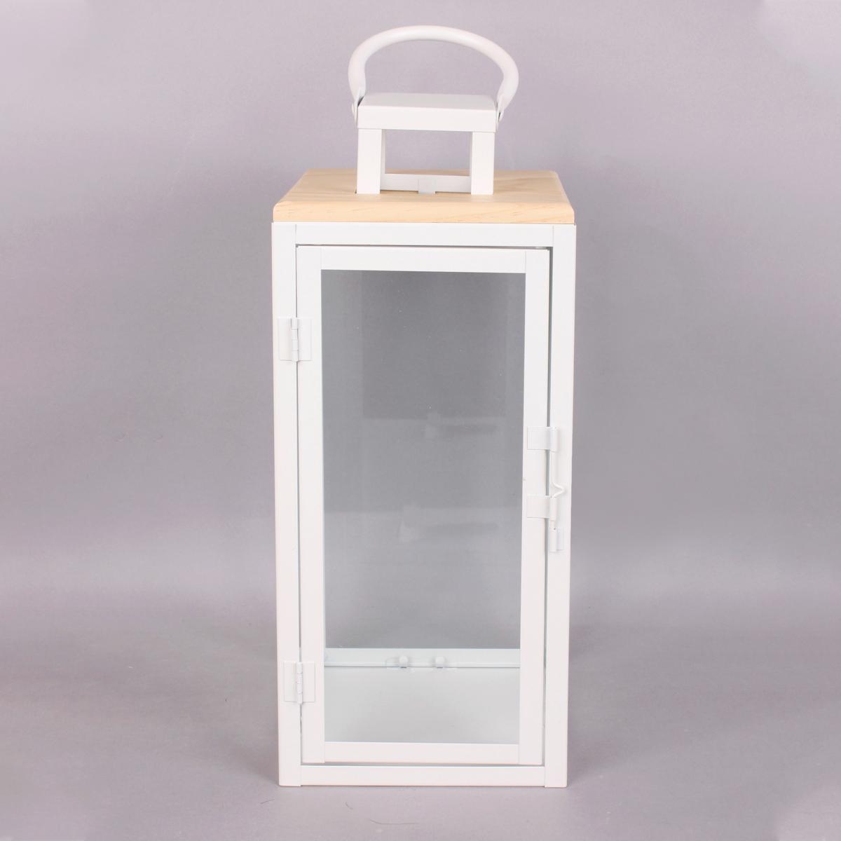 Laterne Andrew - Naturfarben/Weiß, KONVENTIONELL, Glas/Holz (16/16/39,5cm) - Luca Bessoni