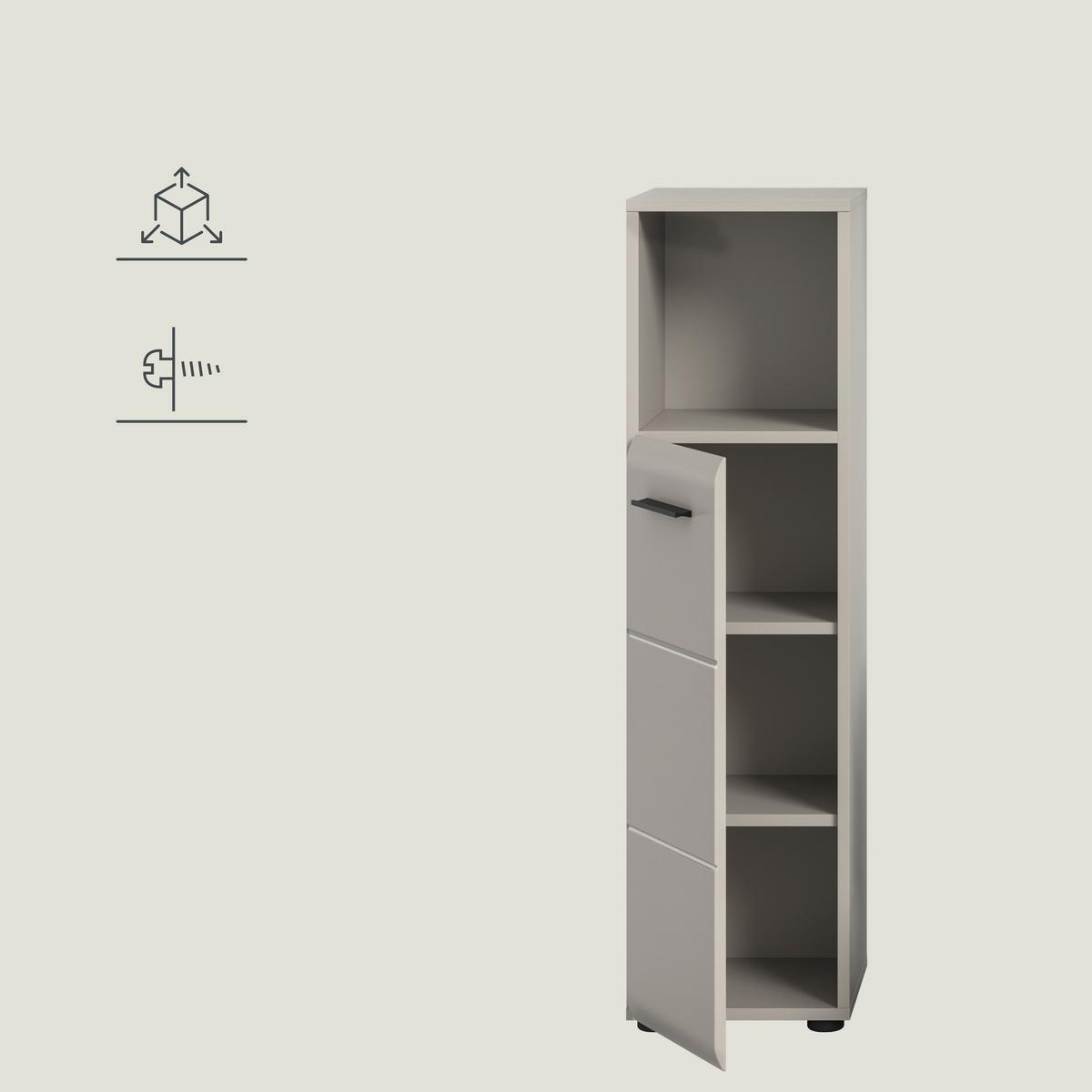 MIDISCHRANK Ice Kaschmir B: 30cm - Kaschmir/Schwarz, Trend, Holzwerkstoff (30/110/30cm) - MID.YOU