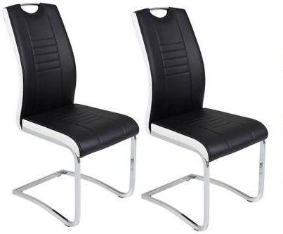 Schwingstuhl Tabea S Schwarz Lederlook Gepolstert 2er-Set - Chromfarben/Schwarz, MODERN, Textil/Metall (43/99/61cm) - MID.YOU