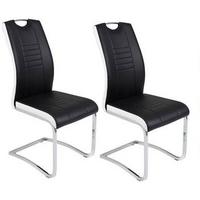 Schwingstuhl Tabea S Schwarz Lederlook Gepolstert 2er-Set - Chromfarben/Schwarz, MODERN, Textil/Metall (43/99/61cm) - MID.YOU