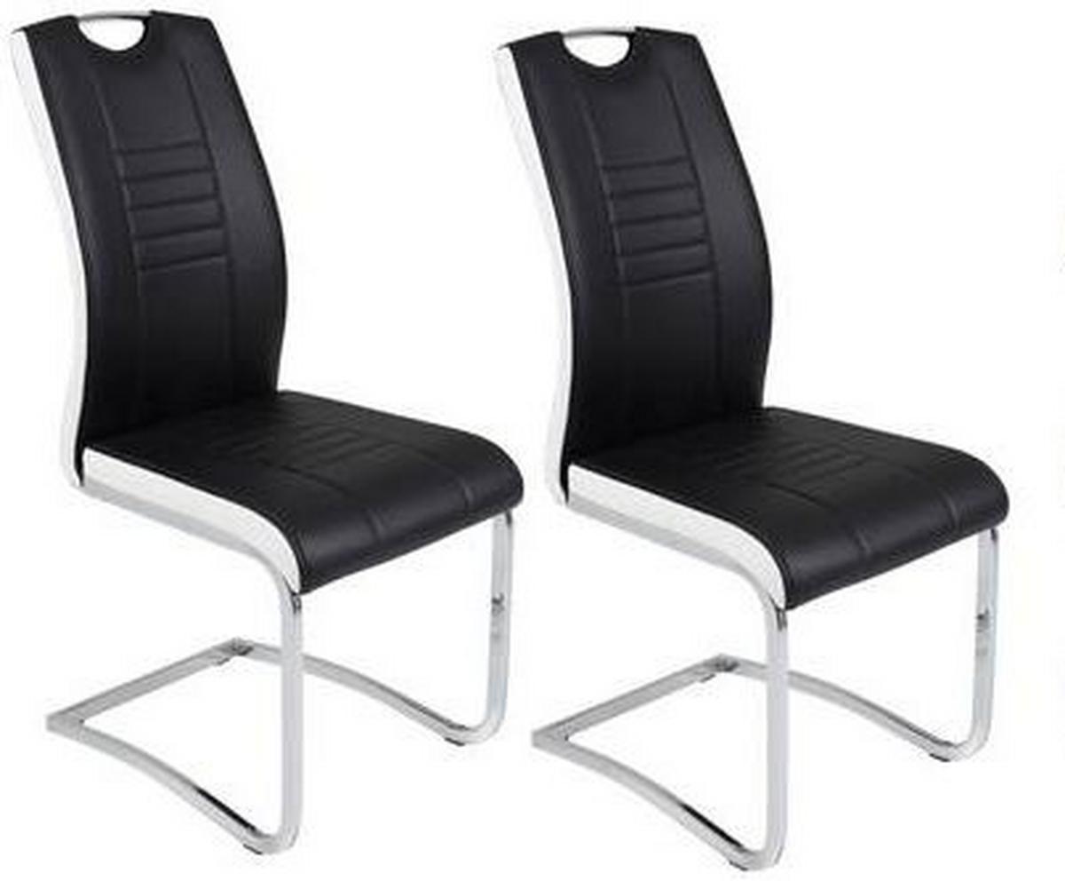 Schwingstuhl Tabea S Schwarz Lederlook Gepolstert 2er-Set - Chromfarben/Schwarz, MODERN, Textil/Metall (43/99/61cm) - MID.YOU