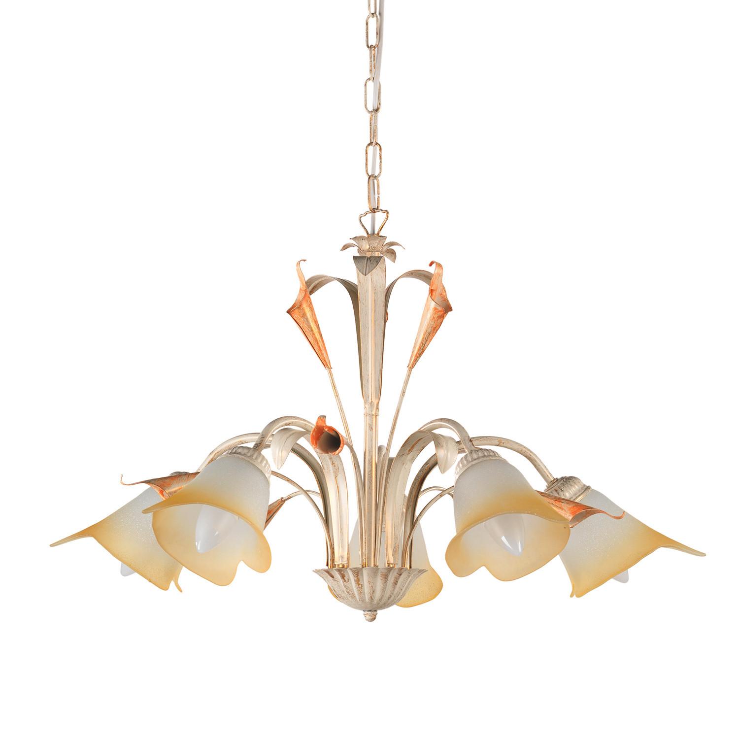 Kronleuchter 4722/5 - Weiß, Natur, Glas/Metall (70/100cm)