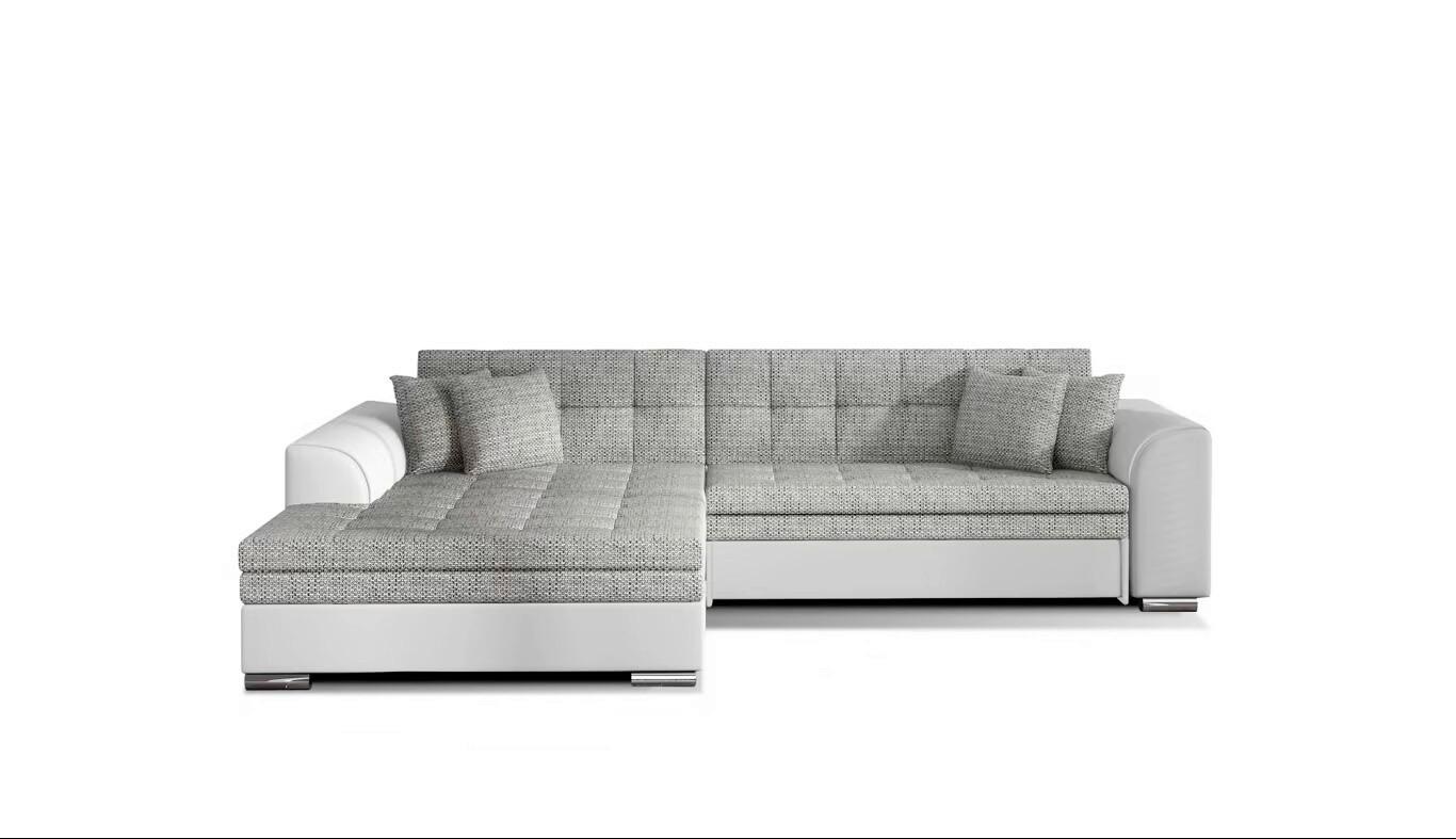Ecksofa Sorento Grau/Weiß S: 194x296cm - Chromfarben/Weiß, Design, Textil (194/296cm) - MID.YOU