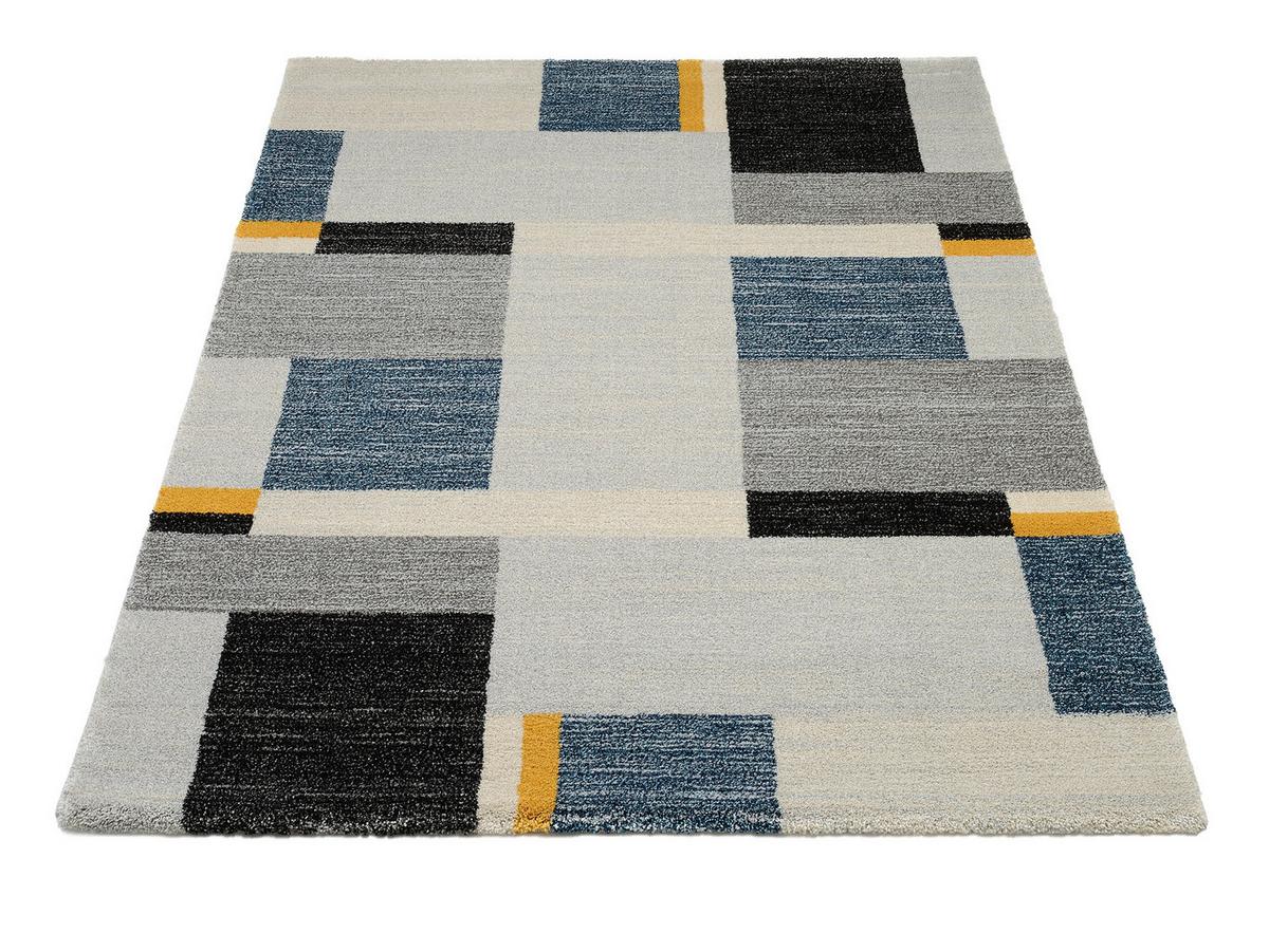 Webteppich Palazzo Bloc - Blau/Gelb, Basics, Textil (140/200cm) - Novel