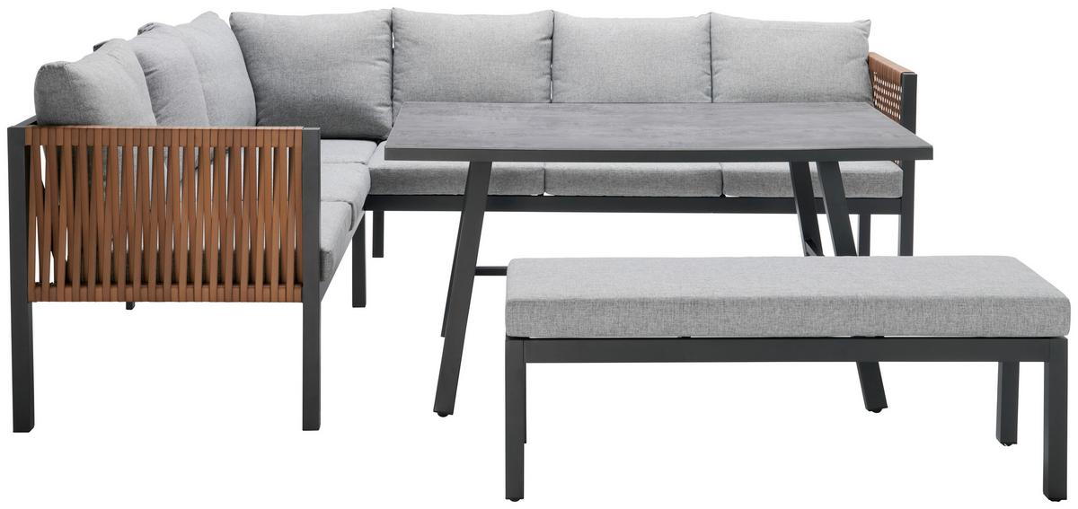 TERASOVÁ SEDACÍ SOUPRAVA LAURENZ - šedá/černá, Moderní, kov/textil (135/81/68cm) - Mömax