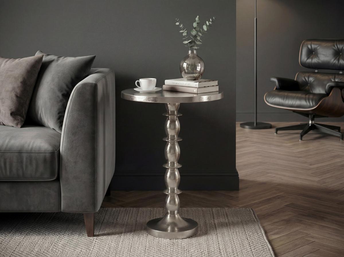 BEISTELLTISCH Silberfarben B: 40cm - Silberfarben, Design, Metall (40/40/56cm) - MID.YOU