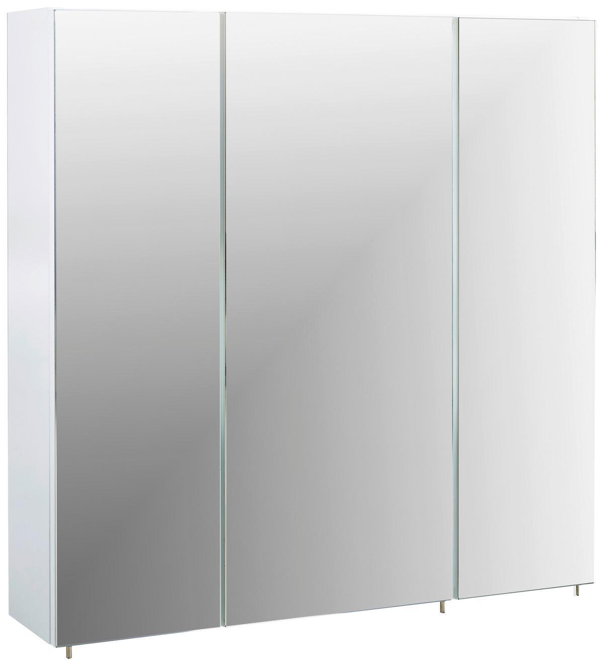 Spiegelschrank Lumo 3-Türig BxHxT: 70x70,7x15,6 cm - Weiß, MODERN, Glas/Holzwerkstoff (70/70,7/15,6cm) - MID.YOU