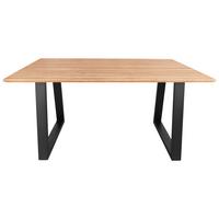 Esstisch Mit Echtholz-platte Klaus 180x90 Cm Eiche/schwarz - Schwarz/Naturfarben, Basics, Holz/Metall (180/75/90cm) - MID.YOU