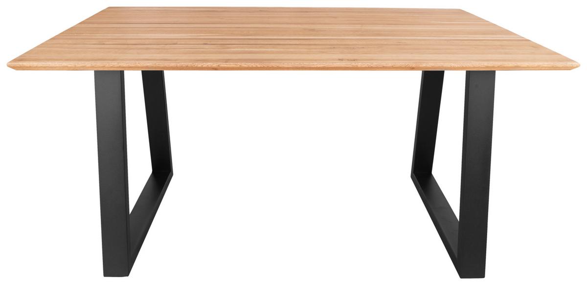Esstisch Mit Echtholz-platte Klaus 180x90 Cm Eiche/schwarz - Schwarz/Naturfarben, Basics, Holz/Metall (180/75/90cm) - MID.YOU